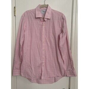 LEDBURY Fine Shirthing  Pink Plaid Button-Up Shirt Men's Size Large 16 1/2